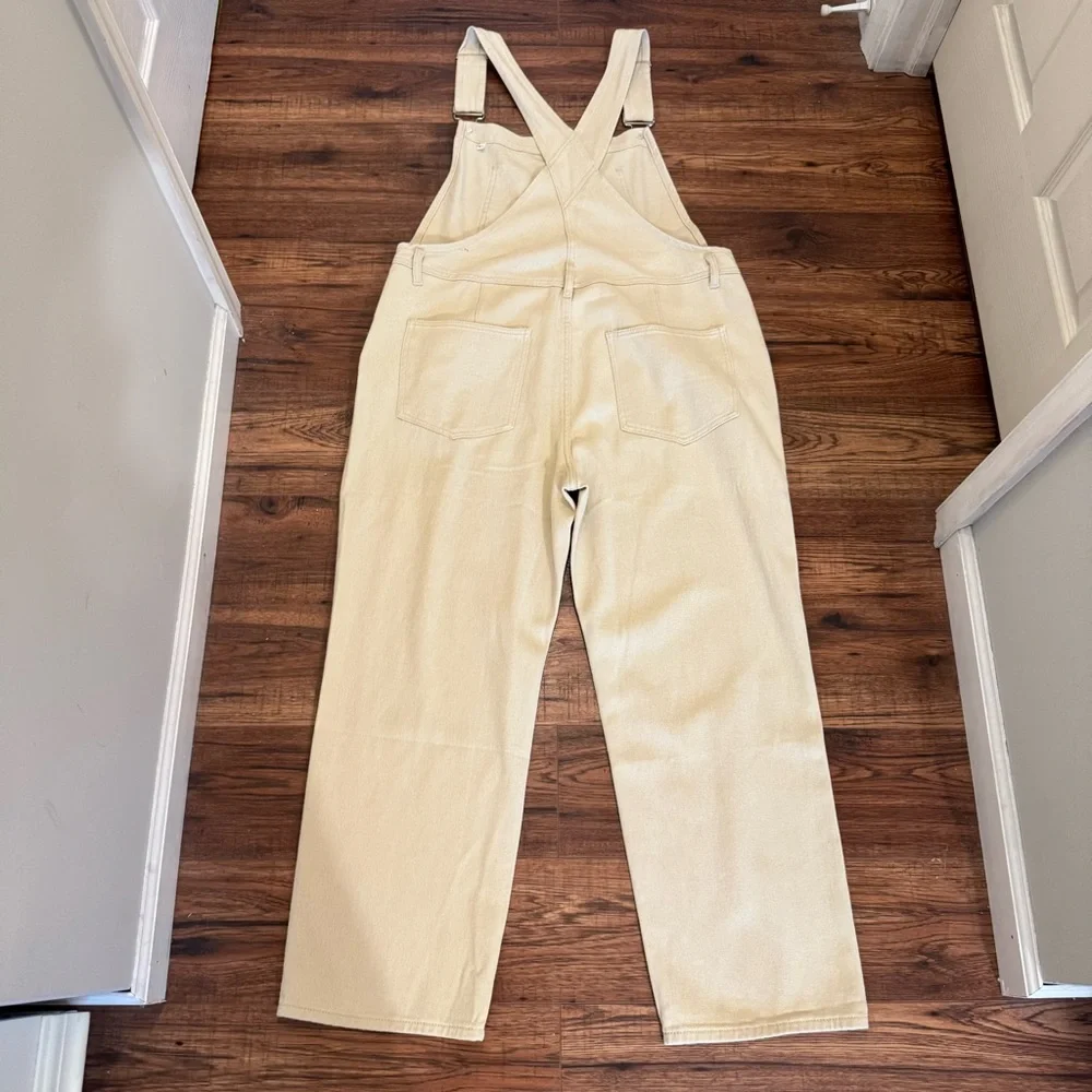 Loose Fit Beige Denim Overalls Jean Jumpsuit Bib Romper Women’s XL - Picture 11 of 14